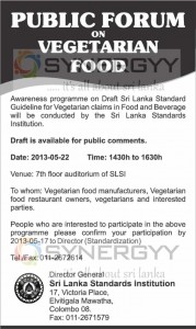 Public Forum on Vegetarian Food – SLS