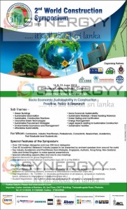 2nd World Construction Symposium 14th & 15th June 2013 in Sri Lanka