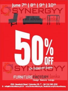 50% off from Furniture Factory till 10th June 2013