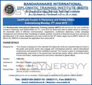 Bandaranaike International Diplomatic Training Institute (BIDTI)
