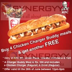 Buy 4 Chicken Charger and Get One Free from KFC Sri Lanka