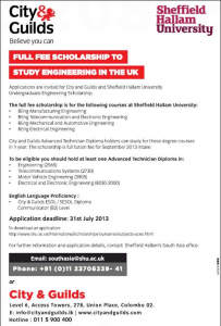 Full Scholarship for Study Engineering in City & Guilds – Apply before 31st July 2013