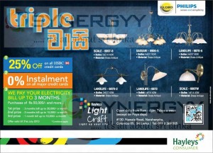 25% Off for HSBC Credit card at Hayleys Light Crafts – Triple Vasi Promotion