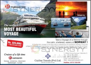 Hurtigruten voyage Cruises Experience in this summer for Rs. 325,000.00 (5days Full board)
