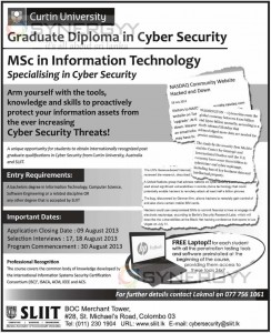 MSc in Information Technology - Graduate Diploma in Cyber Security from Curtin University – Apply Before 9th August 2013