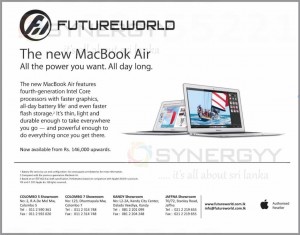 MacBook Air for Rs. 146,000.00 upwards from Future world
