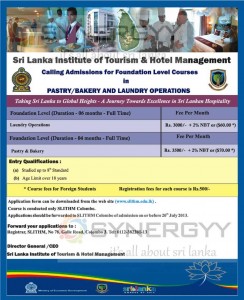 Pastry/Bakery and Laundry Operations Foundation Level Courses from Sri Lanka Institute of Tourism & Hotel Management