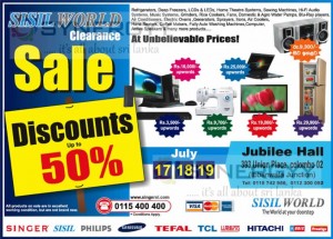 Sisil World Clearance Sale on 17th to 19th in Colombo – Discount upto 50%