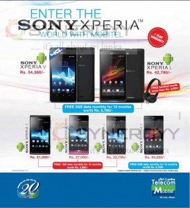 Sony Xperia Smartphone Prices from Mobitel 