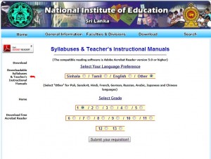 Sri Lanka School Syllabuses and Teachers Instructional Manuals