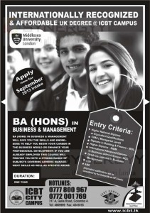 BA (Hons) in Business Management Final Year Degree Programme – New Intakes for September 2013 Enrollment