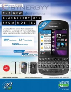 Blackberry Q10 for Rs. 109,900.00 from Mobitel