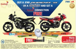 Buy TVS Phoenix 125 or TVS Metro and gets Free Dialog TV Connection till 31st August 2013