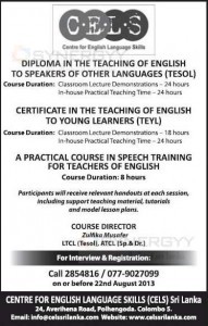 Diploma in the Teaching of English to Speakers of Other Languages (TESOL) by CELS