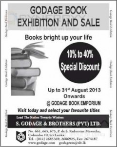 Godage Book Exhibition and Sale till 31st August 2013