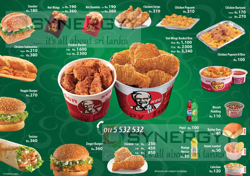 KFC Sri Lanka Menu / Prices – Updated August 2013 – SynergyY