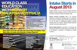 Monash College Intakes for August 2013 by ANC