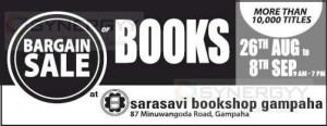 Sarasavi Bookshop Gampaha Bargain Sale from 26th August to 8th September 2013