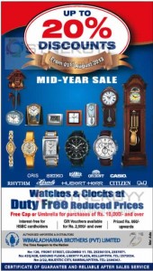 Wimaladharma Brothers Mid-Year Sale starts from 1st August 2013