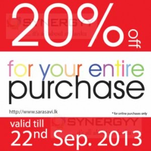 20% off for your entire purchases from Sarasavi Book shop at Colombo International Book Fair