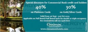 30% to 40% off at Cinnamon Hotel & Resort for Commercial Bank Credit Card