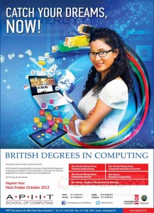 APIIT Computing Degree Programmes – October 2013 Enrollment