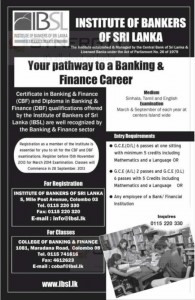 Certificate in Banking & Finance (CBF) and Diploma in Banking and Finance (DBF) in Sri Lanka – September 2013