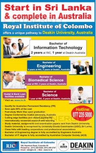 Deakin University of Australia degree Programme in Sri Lanka with Royal Institute