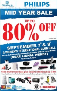Discount upto 80% at Dinapala midyear Sale on 7th & 8th September 2013