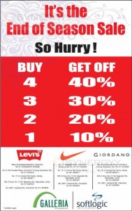 Levi’s, Nike and Giordano End of Season Sale