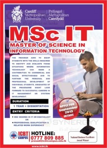 MSc in IT from Cardiff Metropolitan University by ICBT in Sri lanka – New Enrollment