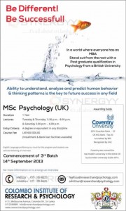 MSc in Psychology (UK) by Colombo Institute of Research & Psyschology