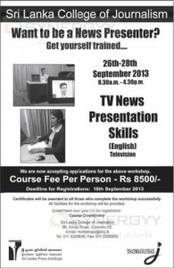 News Reader  Presenter Workshop in Sri Lanka by Sri lanka college of jounalism