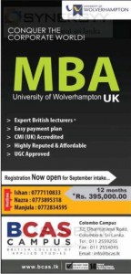 University of Wolverhampton MBA Now in Sri Lanka