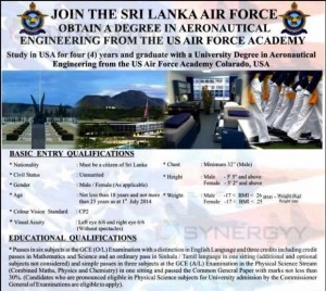 Aeronautical Engineering Degree from US Air force Academy – Needed to Join Srilanka Air force