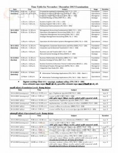 CMA November 2013 Examination Time Table