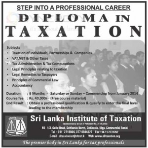 Diploma in Taxation by Srilanka Institute of Taxation