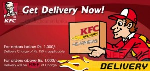 KFC Free Home Delivery Again for Order more than Rs. 1,000.00