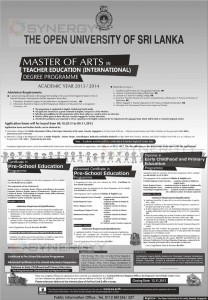 Master of Arts in Teacher Education (International) Degree Programme by Open University of Sri Lanka