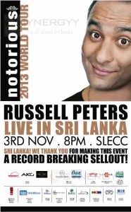 Russell Peters Live in Sri Lanka on 3rd November 2013 from 8.00 PM at SLECC.