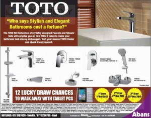 Toto Stylist Bathroom Fittings Now at Abans – October 2013