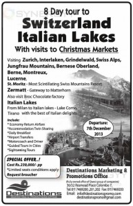 8 Day tour to Switzerland Italian Lakes for Rs. 239,000.00 Per person