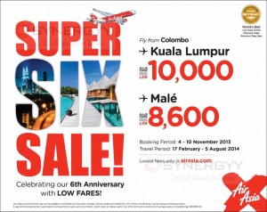 Air Asia X Super 6 sale – Booking from 4th to 8th November 2013