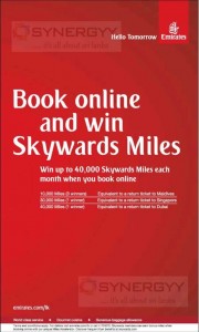Book Emirates Online and Win Skywards Miles for free