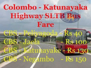 Colombo – Katunayake Express Highway SLTB (CTB) Bus Fare