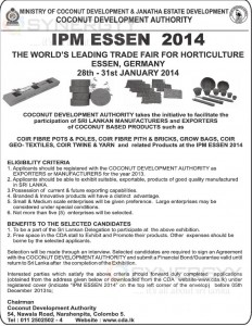 IPM ESSEN 2014 - The World’s Leading Trade Fair for Horticulture Essen, Germany from 28th to 31st January 2014
