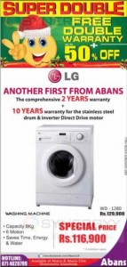 LG WD- 1280 Washing Machine for Rs. 116,900.00