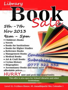 Library Bok Sale on 5th to 7th November 2013 at Ceylinco House