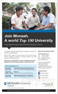 Monash University Malaysia Students Enrollment in Sri Lanka – 6th & 7th November 2013