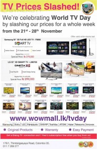 TV Prices in Sri Lanka -WOW.lk Promotion from 21st to 28th Nov 2013